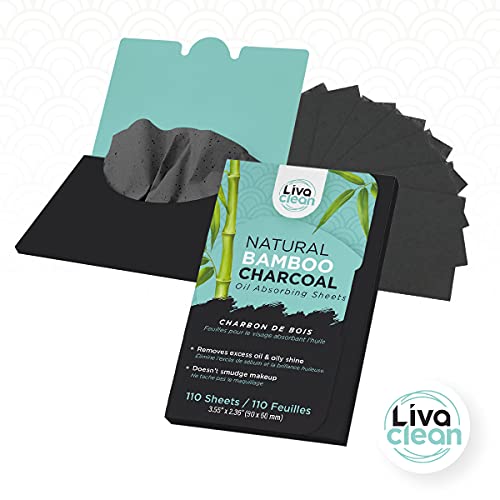 (110 Sheets) 1 Pack Bamboo Charcoal Oil Blotter & Absorbing Sheets for Oily S...