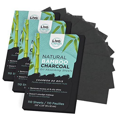 (330 Sheet) 3 Pack Bamboo Charcoal Oil Blotter & Absorbing Sheets for Oily Sk...