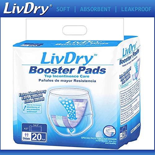 Incontinence Booster Pads by LivDry | Extra Absorbent Protection for Adults, ...