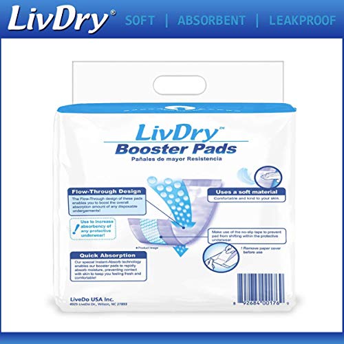 Incontinence Booster Pads by LivDry | Extra Absorbent Protection for Adults, ...