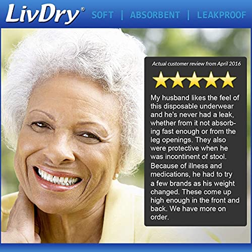 LivDry Adult Incontinence Underwear, Extra Comfort Absorbency, Leak Protectio...