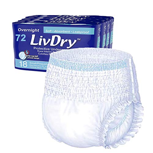 LivDry Adult S Incontinence Underwear, Overnight Comfort Absorbency, Leak Pro...