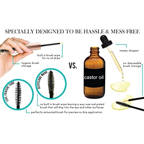 USDA Organic Castor Oil for Eyelashes and Eyebrows - All Natural Cold Pressed...