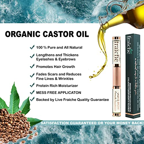 USDA Organic Castor Oil for Eyelashes and Eyebrows - All Natural Cold Pressed...
