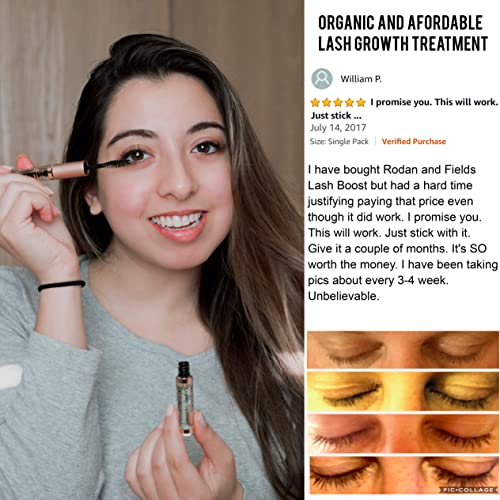USDA Organic Castor Oil for Eyelashes and Eyebrows - All Natural Cold Pressed...