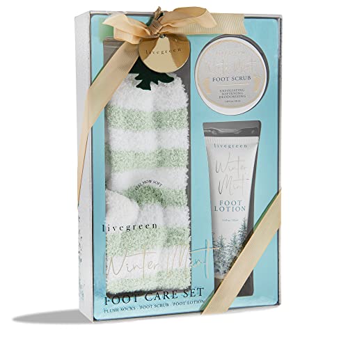 Live Green Bath and Body Gift Set- Foot Spa Set with Fuzzy Socks, Lotion, and...
