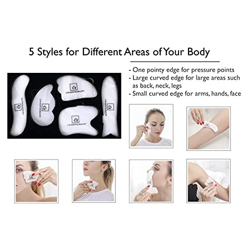 Gua Sha Scraping Massage Tool Jade Set Facial Back Massager for Physical Ther...