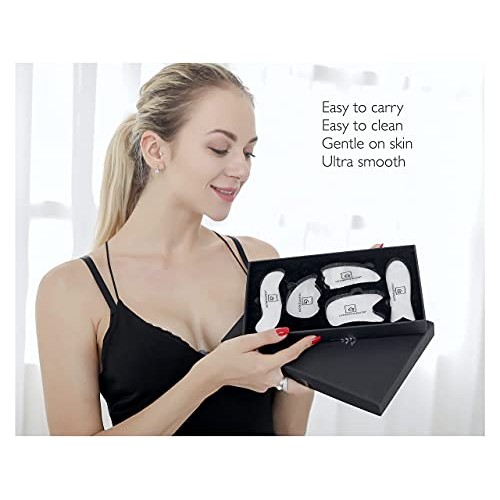 Gua Sha Scraping Massage Tool Jade Set Facial Back Massager for Physical Ther...