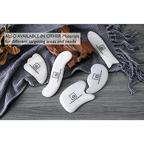 Gua Sha Scraping Massage Tool Jade Set Facial Back Massager for Physical Ther...