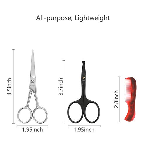 LIVINGO 4.5 inches Beard & Mustache Scissors for Men, Professional Rounded Ti...