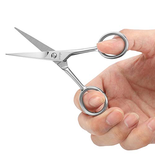 LIVINGO 4.5 inches Beard & Mustache Scissors for Men, Professional Rounded Ti...