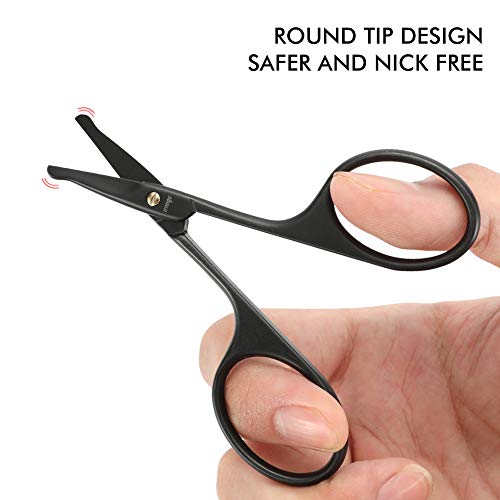 LIVINGO 4.5 inches Beard & Mustache Scissors for Men, Professional Rounded Ti...