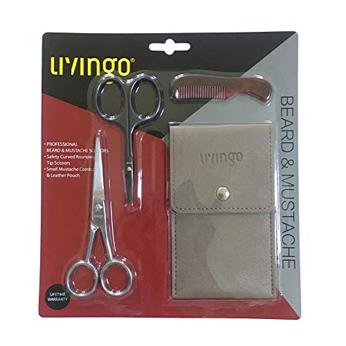 LIVINGO 4.5 inches Beard & Mustache Scissors for Men, Professional Rounded Ti...
