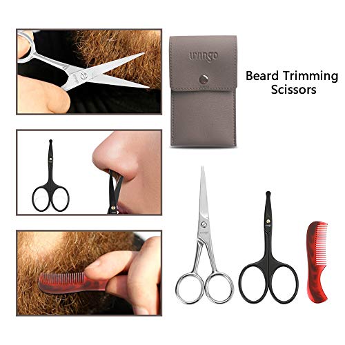 LIVINGO 4.5 inches Beard & Mustache Scissors for Men, Professional Rounded Ti...