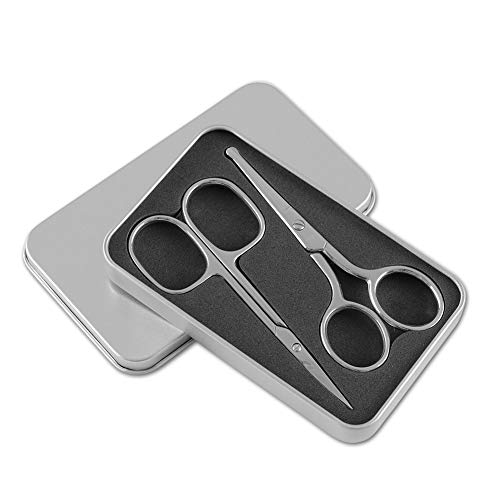 LIVINGO Premium Curved and Rounded Nose Hair Scissors for Men, 2 PC Set Nail ...