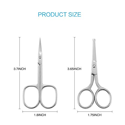 LIVINGO Premium Curved and Rounded Nose Hair Scissors for Men, 2 PC Set Nail ...