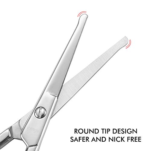LIVINGO Premium Curved and Rounded Nose Hair Scissors for Men, 2 PC Set Nail ...