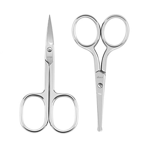 LIVINGO Premium Curved and Rounded Nose Hair Scissors for Men, 2 PC Set Nail ...