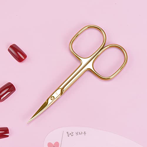 LIVINGO Stainless Steel Cuticle Nail Scissors, Premium Sharp Curved Blade Mul...