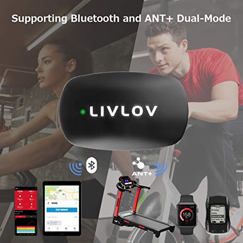LIVLOV V6 Heart Rate Monitor Chest Strap, Bluetooth ANT+ Heart Rate Sensor Wa...