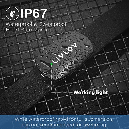 LIVLOV V6 Heart Rate Monitor Chest Strap, Bluetooth ANT+ Heart Rate Sensor Wa...