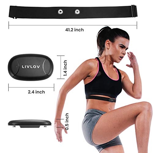 LIVLOV V8 Heart Rate Monitor Chest Strap, Integrated, Rechargeable Li-Ion Bat...
