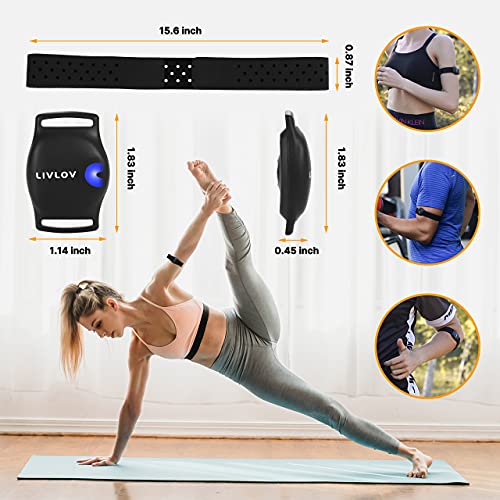LIVLOV V9 Bluetooth ANT+ Heart Rate Monitor Armband, Rechargeable HRM Sensor ...