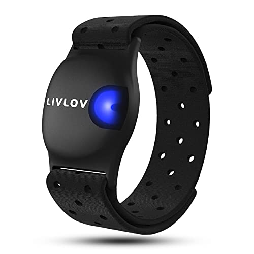 LIVLOV V9 Bluetooth ANT+ Heart Rate Monitor Armband, Rechargeable HRM Sensor ...