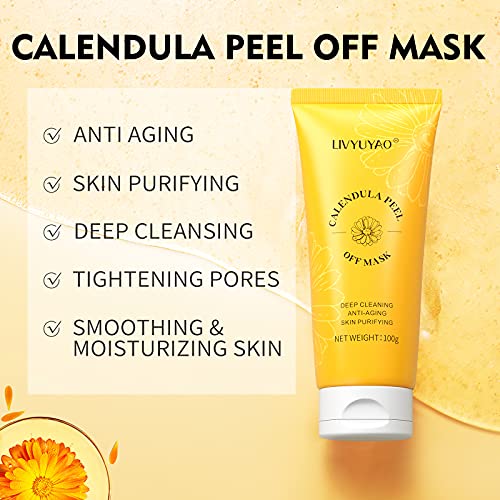 LIVYUYAO.COM 4 In 1 Calendula Peel Off Mask,Peel Off Facial Mask With 30Ml VC...