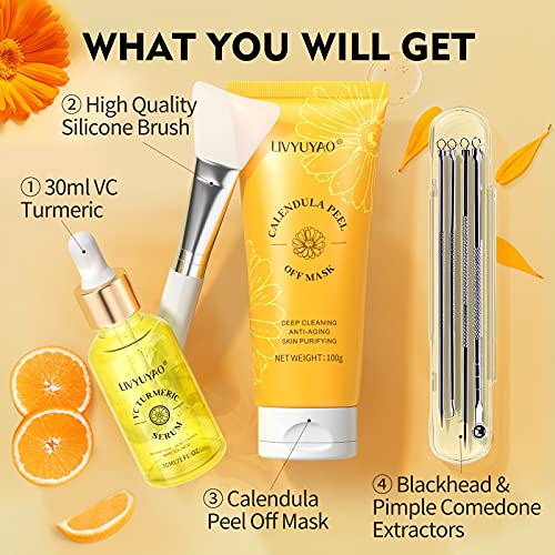 LIVYUYAO.COM 4 In 1 Calendula Peel Off Mask,Peel Off Facial Mask With 30Ml VC...