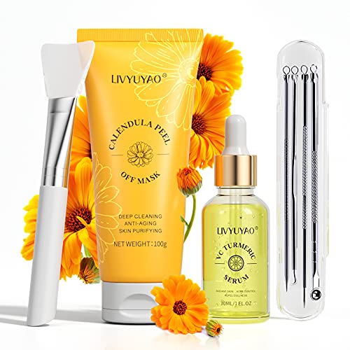 LIVYUYAO.COM 4 In 1 Calendula Peel Off Mask,Peel Off Facial Mask With 30Ml VC...