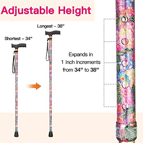 LIXIANG Folding Walking Cane, 5-Level Height Adjustable Walking Stick for Men...