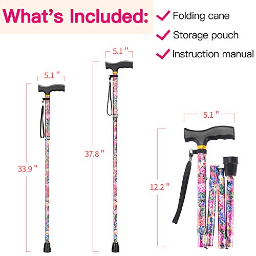 LIXIANG Folding Walking Cane, 5-Level Height Adjustable Walking Stick for Men...