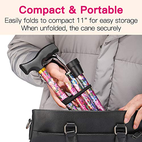 LIXIANG Folding Walking Cane, 5-Level Height Adjustable Walking Stick for Men...