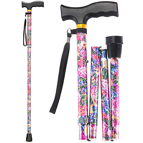 LIXIANG Folding Walking Cane, 5-Level Height Adjustable Walking Stick for Men...
