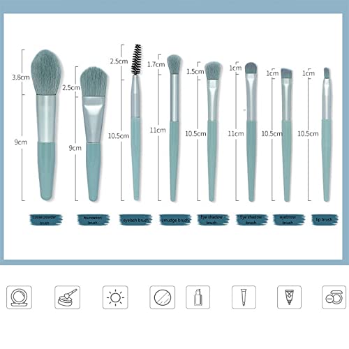 Soft Blue Makeup Brush Set Premium Synthetic Foundation Brushes with Silicone...
