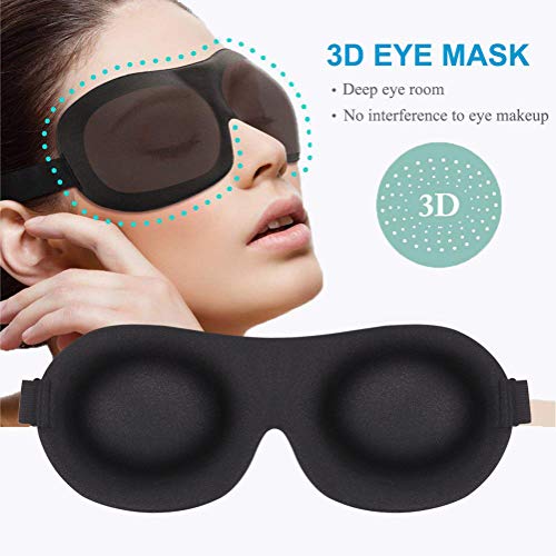 Sleep Mask 3 Pack, Upgraded 3D Contoured 100% Blackout Eye Mask for Sleeping ...