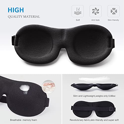 Sleep Mask 3 Pack, Upgraded 3D Contoured 100% Blackout Eye Mask for Sleeping ...