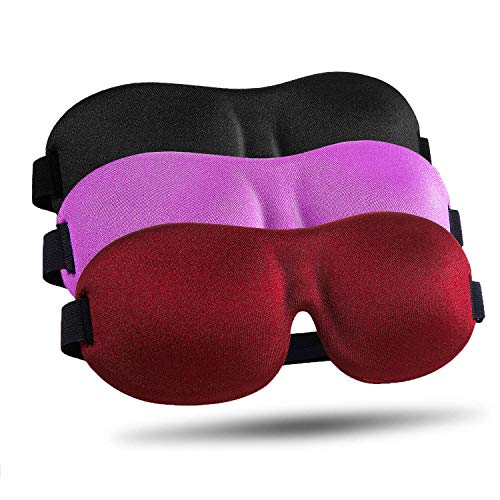 Sleep Mask 3 Pack, Upgraded 3D Contoured 100% Blackout Eye Mask for Sleeping ...