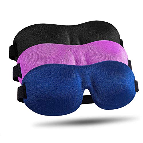 Sleep Mask 3 Pack, Upgraded 3D Contoured 100% Blackout Eye Mask for Sleeping ...