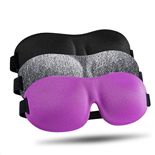 Sleep Mask 3 Pack, Upgraded 3D Contoured 100% Blackout Eye Mask for Sleeping ...