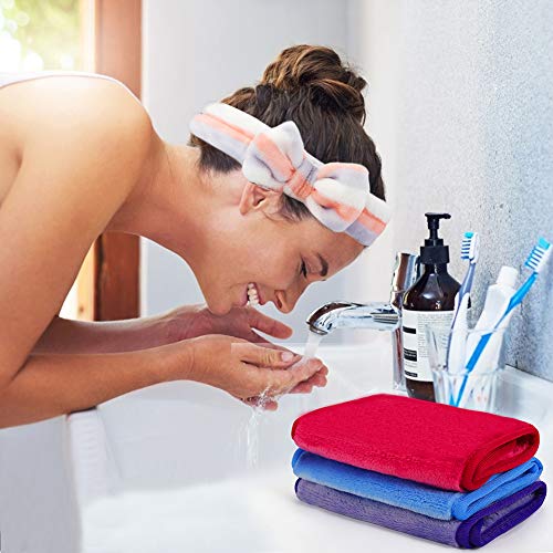 Makeup Remover Cloth 3 Pack + Spa Hairband 1 Pack - Reusable Microfiber Towel...