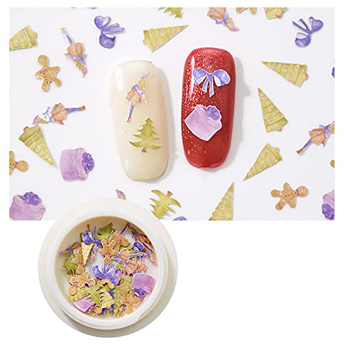 Lnrueg Christmas Nail Decorations Colorful 12 Boxes Tree DIY Santa Claus Snow...