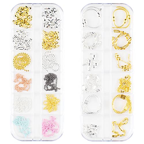 Lnrueg Nail Art Decorations DIY 12PCS Fashion Assorted Punk 3D Metal Nail Acc...