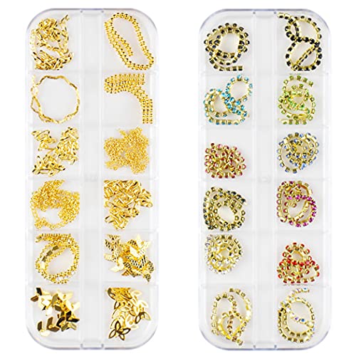 Lnrueg Nail Art Decorations DIY 12PCS Fashion Assorted Punk 3D Metal Nail Acc...
