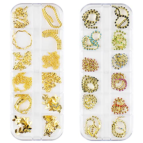 Lnrueg Nail Art Decorations DIY 12PCS Fashion Assorted Punk 3D Metal Nail Acc...