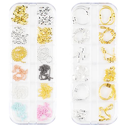 Lnrueg Nail Art Decorations DIY 12PCS Fashion Assorted Punk 3D Metal Nail Acc...