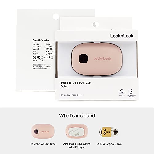 LocknLock UV Toothbrush Sanitizer/Cover for Home/Travel, USB Rechargeable Bat...