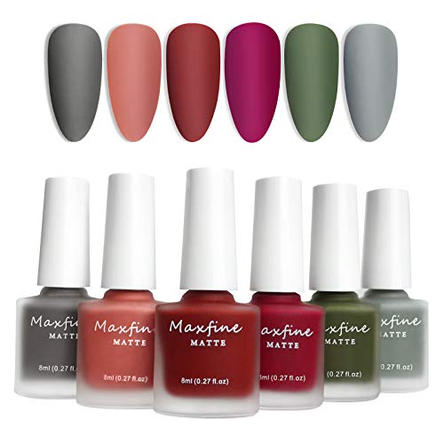 LOKFAR 6 Colors Matte Nail Polish Set, Mist Effect Matte Finish Velvet Gel Na...