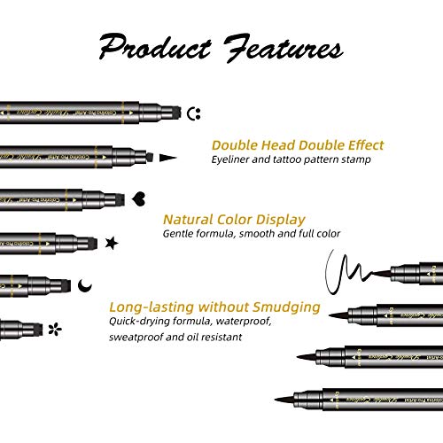 LOKFAR 6 Pcs Double-headed Liquid Eyeliner Stamp Pen Set, Eye Liners for Wome...